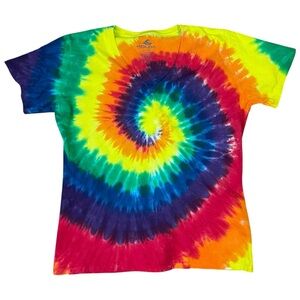 Tie-dye Surf Short Sleeve tee XL Bold Rainbow Multicolor Festival Comfort Summer